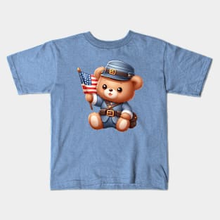 Cute Union Soldier Bear Kawaii Kids T-Shirt